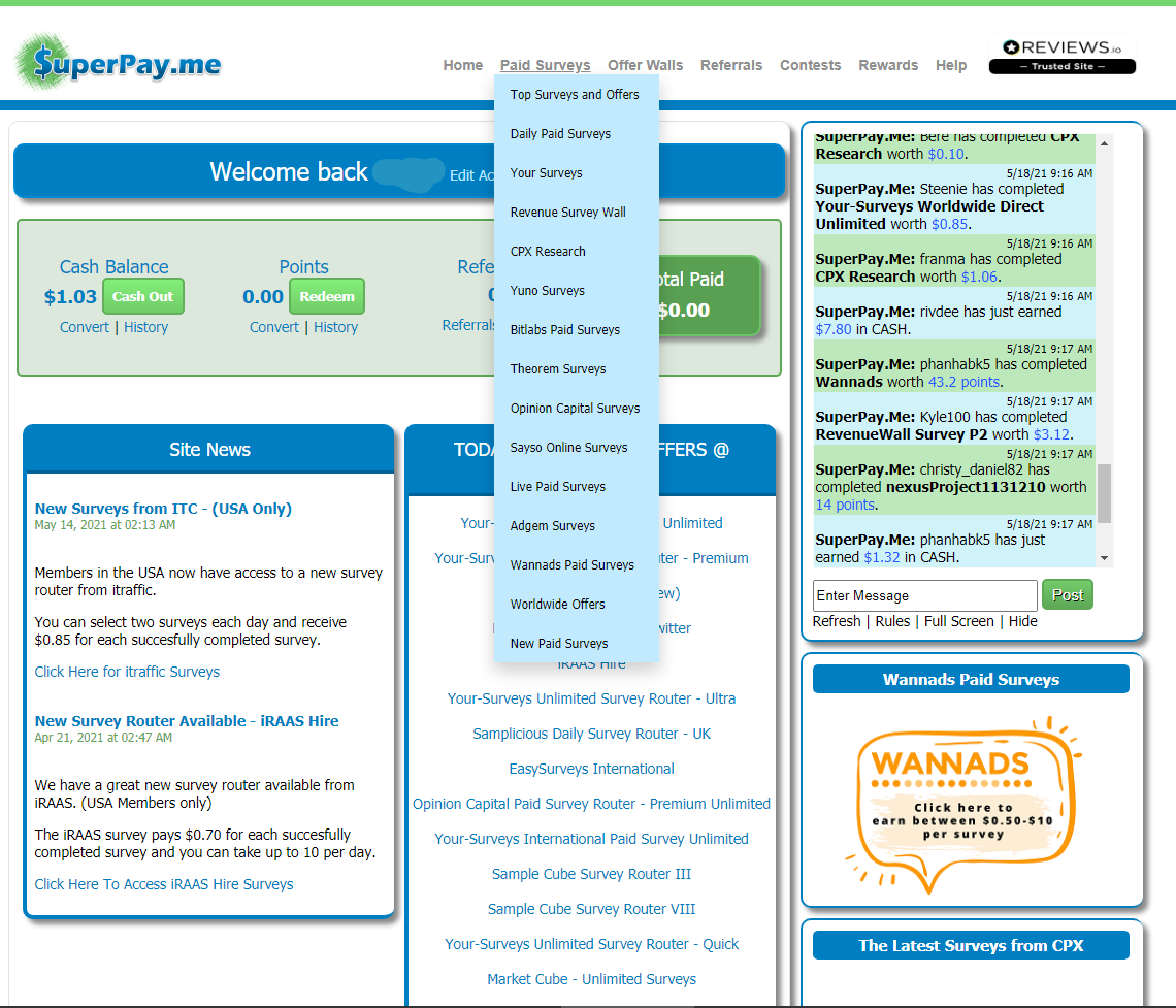 Many Survey Choices in SuperPay.me